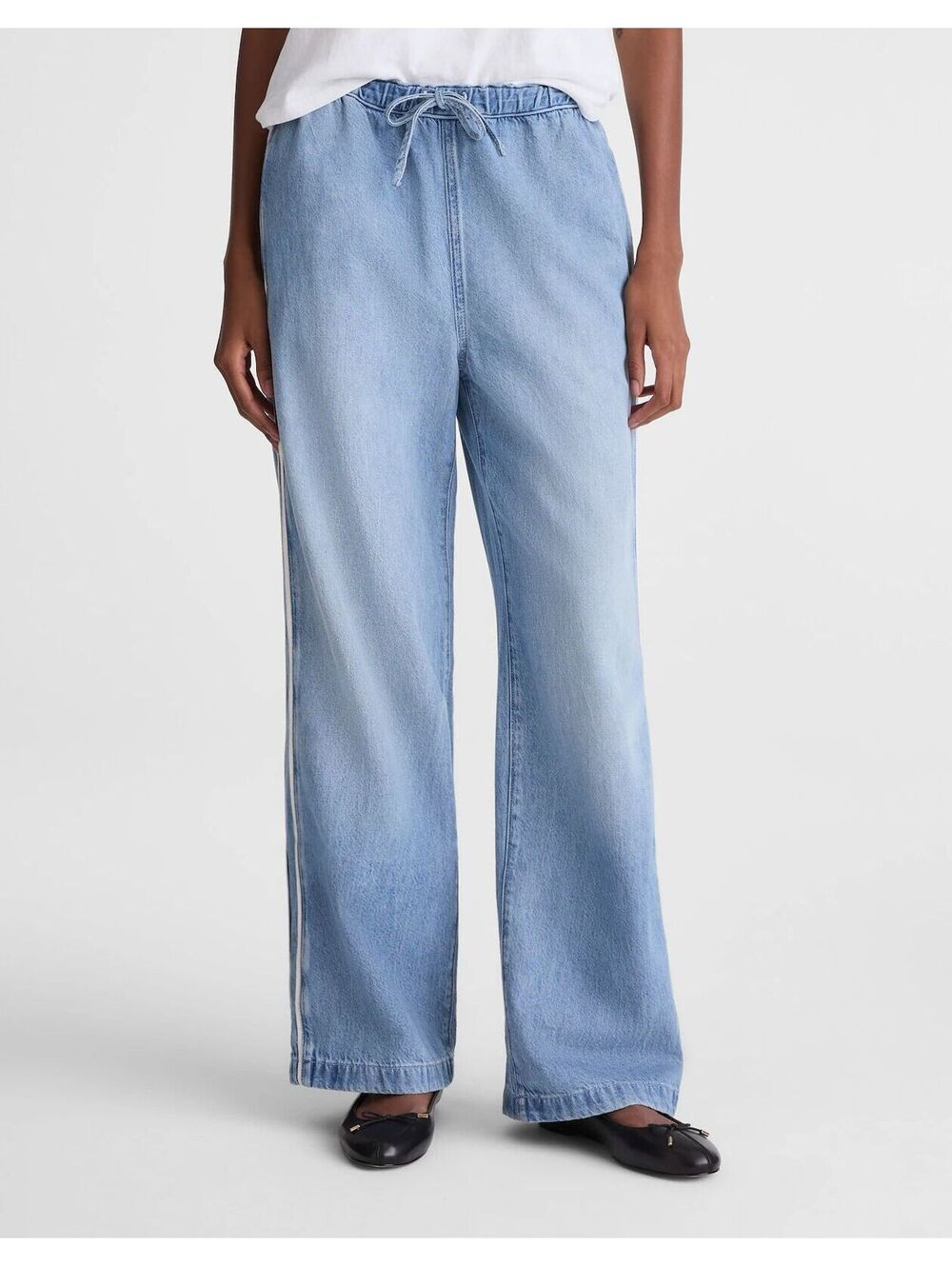 NWT Madewell Pull-On Track Pants in Airy Denim - Size XL - MSRP $148